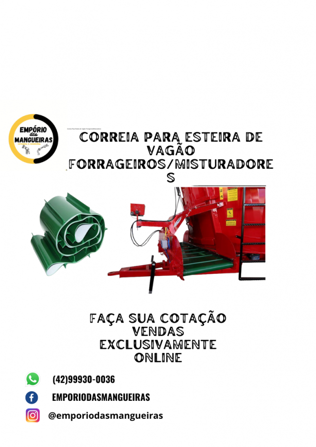 Correia Para Esteira de Vago Forrageiros/Misturadores