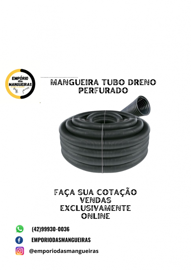 Mangueira tubo dreno perfurado